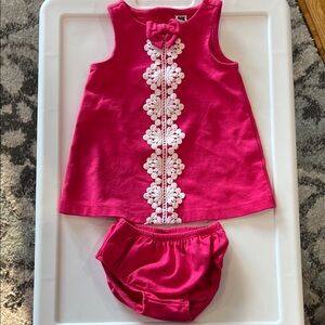 Janie and Jack Fuchsia Dress and Diaper Cover Set